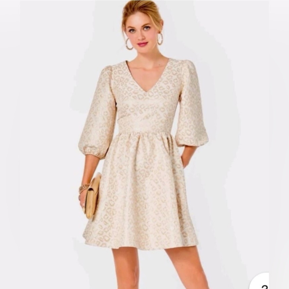 NEW Lilly Pulitzer Calyssa Dress Gold Dazzle Leopard $278 10